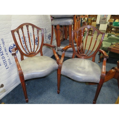 840 - A HUGE REPRODUCTION MAHOGANY TWIN PEDESTAL DINING TABLE & EIGHT CHAIRS