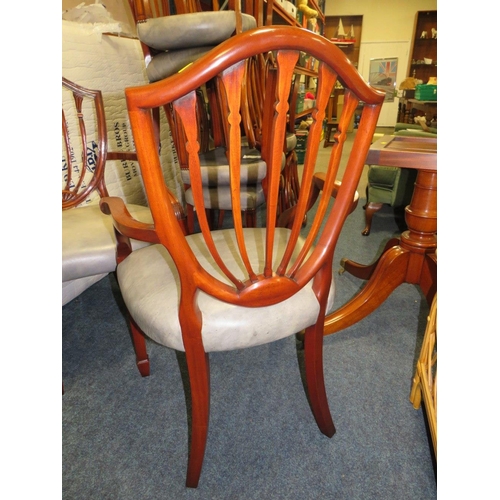 840 - A HUGE REPRODUCTION MAHOGANY TWIN PEDESTAL DINING TABLE & EIGHT CHAIRS