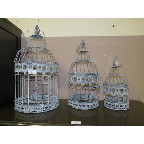 847 - THREE MODERN GRADUATED BIRD CAGES - LARGEST H 48 cm