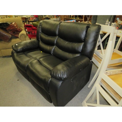 870 - A BLACK TWO SEATER RECLINER SETTEE