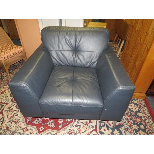 877 - A MODERN BLUE NAVY CORNER SUITE AND ARMCHAIR