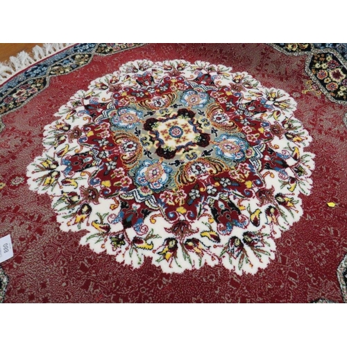 880 - A MODERN OVAL SILK RUG - Dia. 100 cm