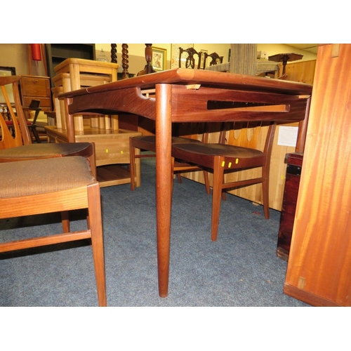 883 - A RETRO TEAK 'E GOMME' FOR G-PLAN EXTENDING DINING TABLE & FOUR CHAIRS