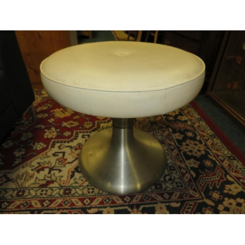 896 - A WHITE PAINTED TORCHERE PLUS A RETRO STOOL WITH CHROMED BASE (2)