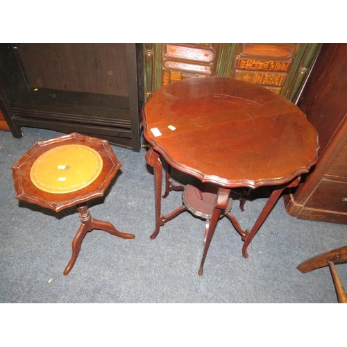 905 - AN EDWARDIAN MAHOGANY OCCASIONAL TABLE & A WINE TABLE (2)