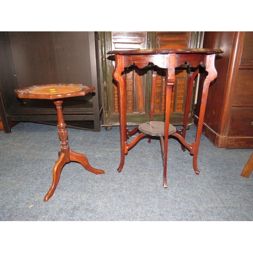 905 - AN EDWARDIAN MAHOGANY OCCASIONAL TABLE & A WINE TABLE (2)