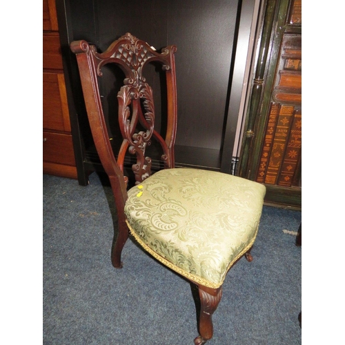 908 - A PAIR OF MAHOGANY OCCASIONAL CHAIRS