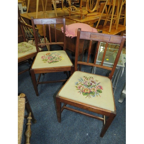 920 - THREE LANCASHIRE OAK SPINDLE BACK DINING CHAIRS TOGETHER WITH THREE GEORGIAN MAHOGANY DINING CHAIRS ... 