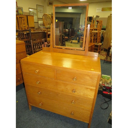 922 - TWO UTILITY OAK CHESTS / DRESSING TABLES