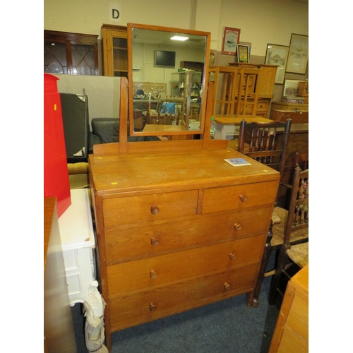 922 - TWO UTILITY OAK CHESTS / DRESSING TABLES