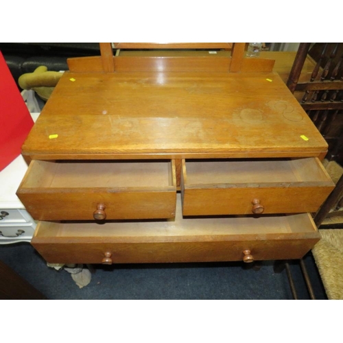 922 - TWO UTILITY OAK CHESTS / DRESSING TABLES