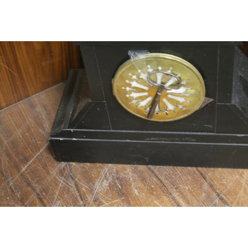 264 - A SLATE MANTLE CLOCK