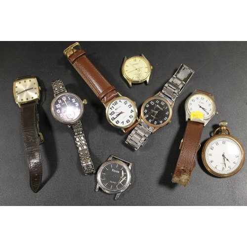 291 - A TRAY OF ASSORTED WRIST AND POCKET WATCHES TO INCLUDE A BIRCH AND GAYDON LTD FENCHURCH STREET LONDO... 