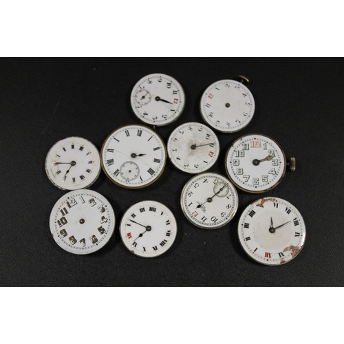 294 - TEN ANTIQUE TRENCH WRISTWATCH MOVEMENTS