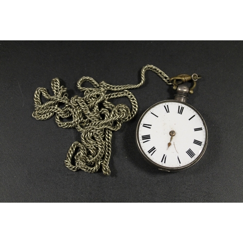 304 - A HALLMARKED SILVER POCKET WATCH - BIRMINGHAM 1824, MOVEMENT MARKED HOLLISON LIVERPOOL