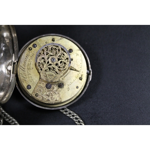 304 - A HALLMARKED SILVER POCKET WATCH - BIRMINGHAM 1824, MOVEMENT MARKED HOLLISON LIVERPOOL