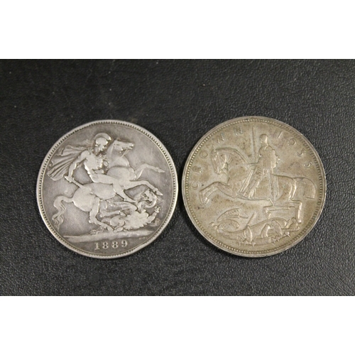 316 - AN 1889 CROWN AND A 1935 CROWN