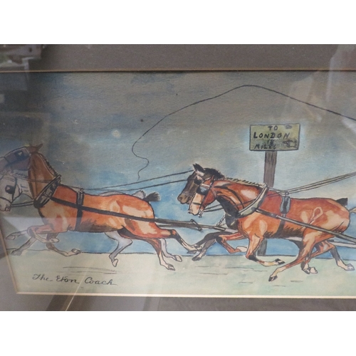 12 - THREE FRAMED AND GLAZED COMICAL WATERCOLOURS BY PERCY DETHERIDGE PAINTED PRIOR TO WWI - PERCY KILLED... 