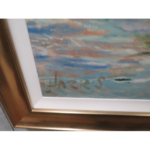 19 - A GILT FRAMED LIMITED EDITION ROLF HARRIS PRINT OF A WADING TIGER IN WATER 67/195