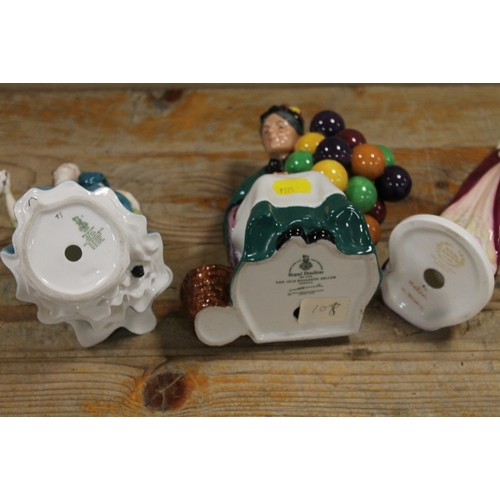 463 - A ROYAL DOULTON FIGURINE 'THE OLD BALLOON SELLER' TOGETHER WITH 'RHAPSODY' AND ANOTHER (3)