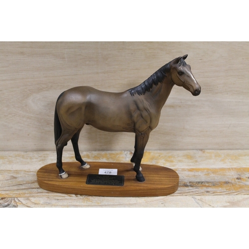 478 - A LARGE MATT FINISH BESWICK MODEL OF A HORSE ON PLINTH 'PSALM' - MARKED AS A SECOND