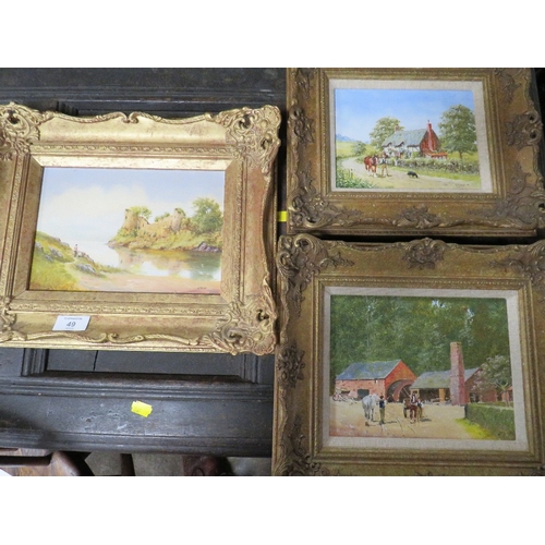 49 - A COLLECTION OF GILT FRAMED OILS ON BOARD BY R SIMM