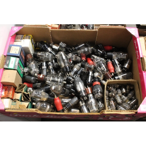 659 - FOUR BOXES OF VINTAGE RADIO / TV VALVES TO INCLUDE BOXED EXAMPLES (CONTENTS OF BOXES NOT CHECKED)