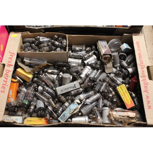 659 - FOUR BOXES OF VINTAGE RADIO / TV VALVES TO INCLUDE BOXED EXAMPLES (CONTENTS OF BOXES NOT CHECKED)