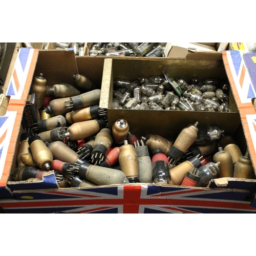 660 - FOUR BOXES OF VINTAGE RADIO / TV VALVES TO INCLUDE BOXED EXAMPLES (CONTENTS OF BOXES NOT CHECKED)