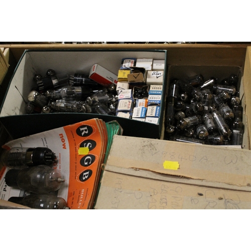 662 - THREE TRAYS AND THREE BOXES OF TV/RADIO VALVES SOME BOXED EXAMPLES UNCHECKED