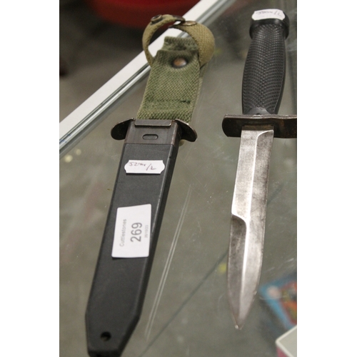 269 - A US M3 COMBAT KNIFE IN SHEATH