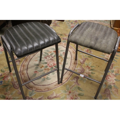 931 - TWO MODERN LEATHER STOOLS  (SLIGHTLY DIFFERENT COLOUR)