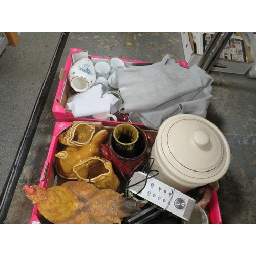 102 - TWO TRAYS OF ASSORTED CERAMICS ETC TO INCLUDE A ROYAL ALBERT MOONLIGHT VASE ETC