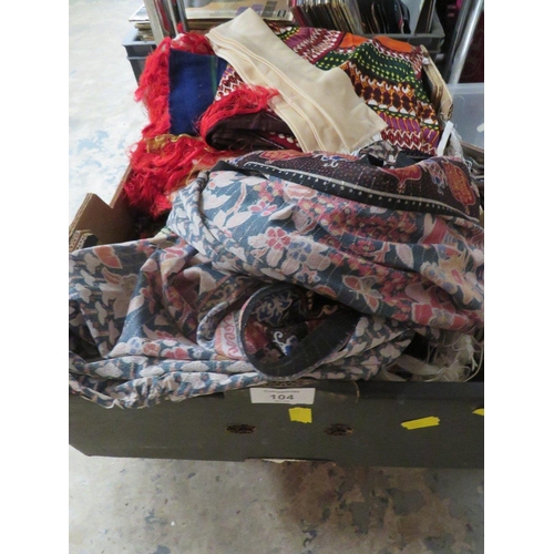 104 - TWO TRAYS OF ASSORTED VINTAGE CLOTHING & TEXTILES