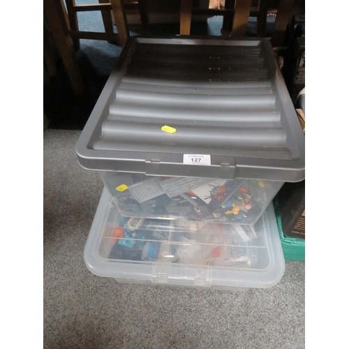127 - A LARGE QUANTITY OF LEGO ETC - OVER TWO TRAYS