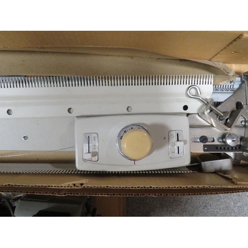 154 - A CASED VINTAGE VICROY SEWING MACHINE TOGETHER WITH A PART KNITTING MACHINE A/F (UNCHECKED)