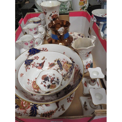 161 - THREE TRAYS OF ASSORTED CERAMICS TO INCLUDE WEDGWOOD, COALPORT, PORTMEIRION ETC TO INCLUDE VASES