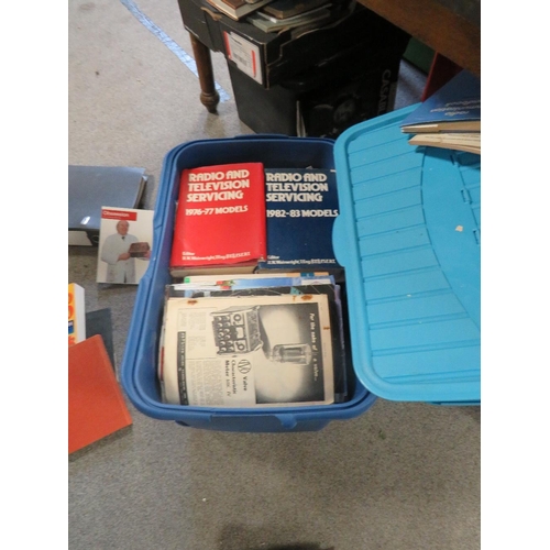 163 - A LARGE QUANTITY OF BOOKS AND EPHEMERA RELATING TO VINTAGE RADIO / COMMUNICATIONS ETC (TRAYS NOT INC... 