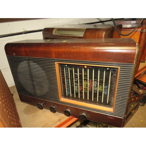 604 - SEVEN LARGE WOODEN CASED VALVE RADIOS - A/F