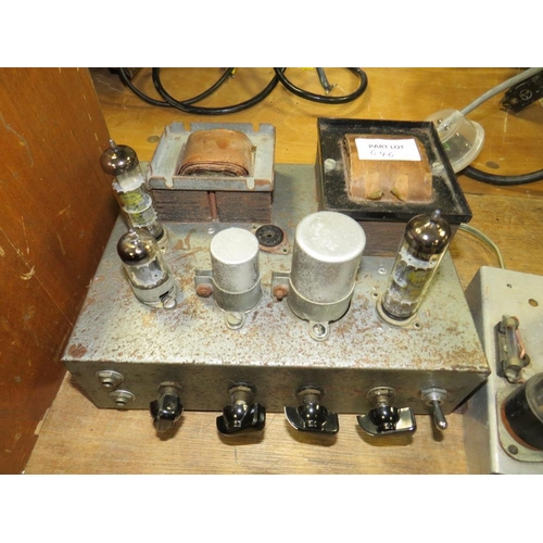 646 - A SELECTION OF VINTAGE BARE BONES VALVE AMPLIFIERS AND POWER SUPPLIES A/F