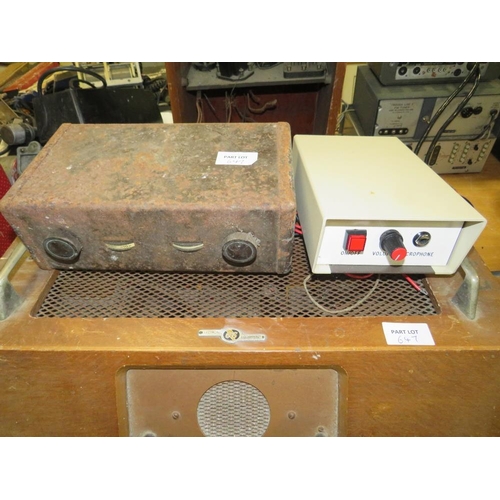 647 - VARIOUS VINTAGE P A AMPLIFIERS , CAUTERY UNIT AND A VALVE RECEIVER