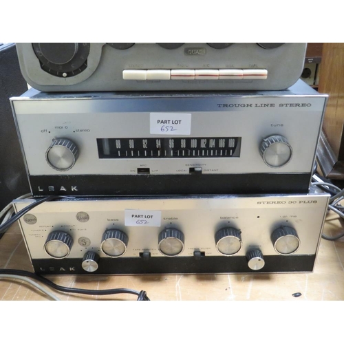 652 - A QUAD 22 CONTROL UNIT TOGETHER WITH A TROUGH LINE FM TUNER AND STEREO 30 PLUS AMPLIFIER