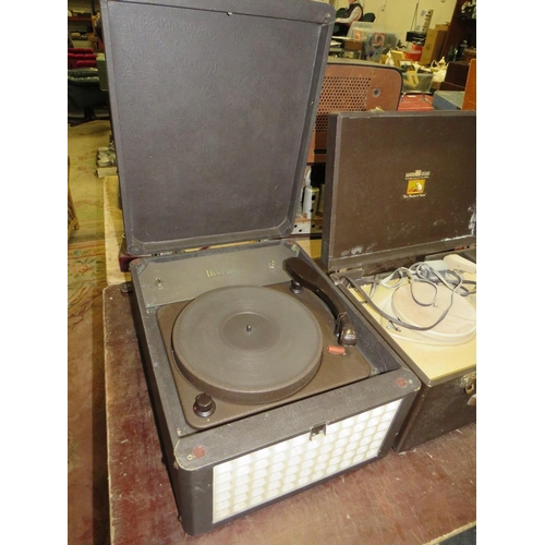 655 - THREE VINTAGE RECORD PLAYERS