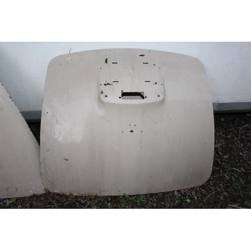 752 - TWO MK2 JAGUAR PANELS - A BONNET AND BOOT LID, PLUS A SPARE WHEEL COVER AND WHEEL A/F