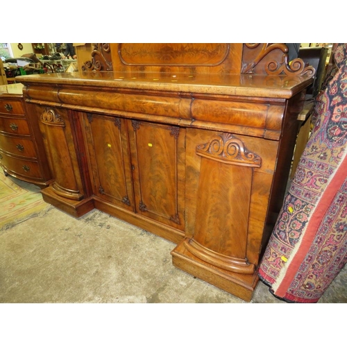 801 - A MID VICTORIAN MAHOGANY INVERTED BREAKFRONT SERVING SIDEBOARD - W 168 cm