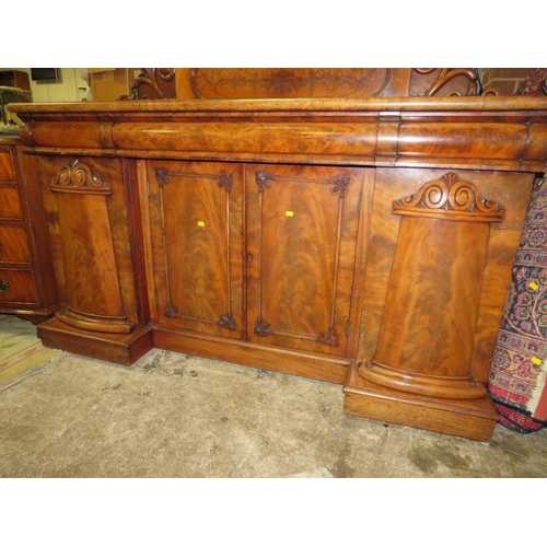 801 - A MID VICTORIAN MAHOGANY INVERTED BREAKFRONT SERVING SIDEBOARD - W 168 cm