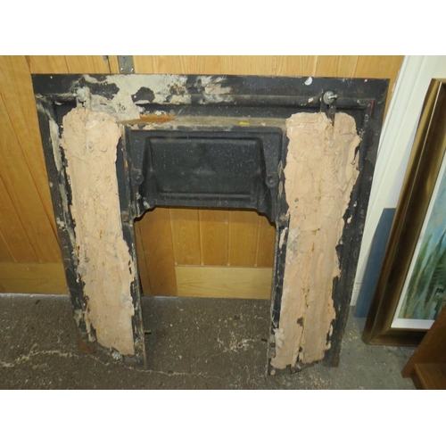 805 - A CAST IRON FIRE SURROUND WITH TUBELINED TILES