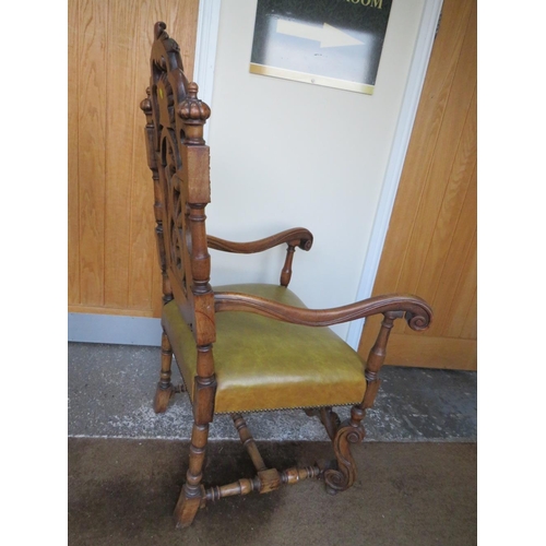 809 - A LARGE CARVED MAHOGANY 'THRONE' CHAIR