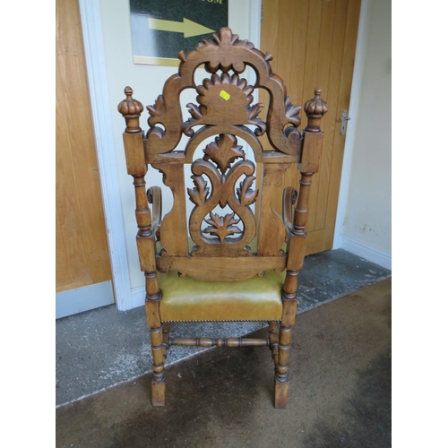 809 - A LARGE CARVED MAHOGANY 'THRONE' CHAIR