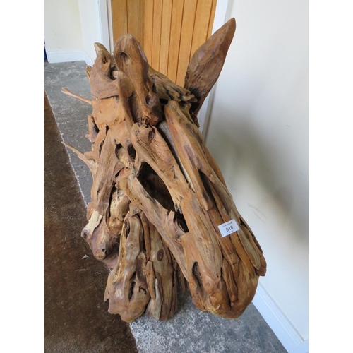 810 - A LARGE DRIFTWOOD STYLE HORSE HEAD - 101 x 95 cm